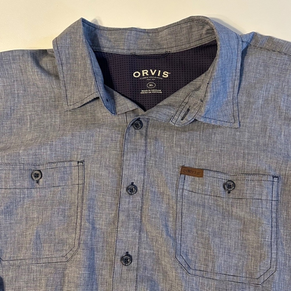 Orvis Short Sleeve Button Down Shirt Men's XL‎ Gray Outdoor Utility Pocket Shirt - Picture 4 of 4